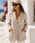 Damen Blazer EsViid Beige – Viskose Stretch Blazer mit Taschen – XXL f